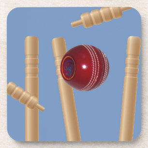 Cricket Ball And Stumps, Coaster