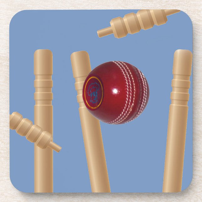 Cricket Ball And Stumps, Coaster (Front)