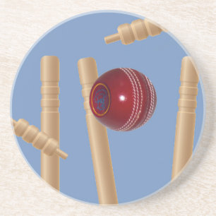 Cricket Ball And Stumps, Coaster