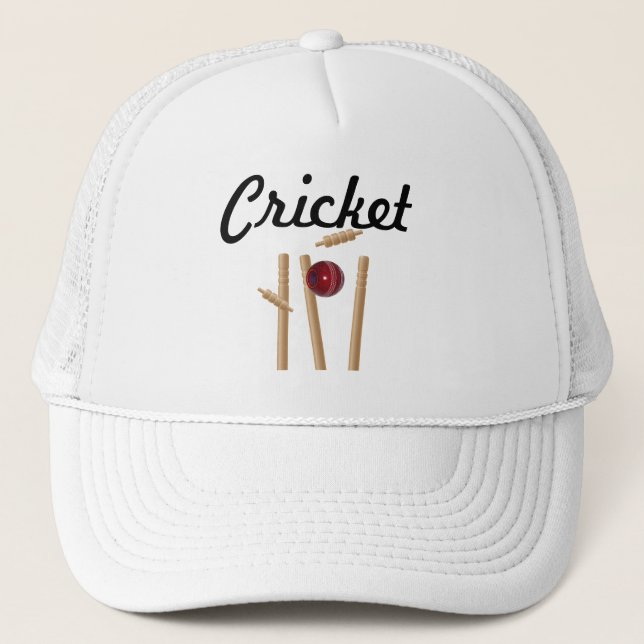 Cricket Ball And Stumps Logo, Trucker Hat (Front)