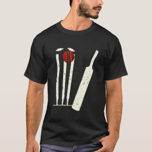 Cricket Ball Bat Stumps Bowled Out Cricketers Bowl T-Shirt