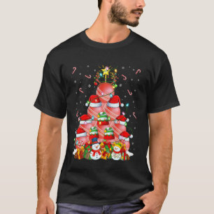 Cricket Ball Christmas Tree Lights Funny Sports Pl T-Shirt
