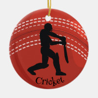 Cricket Ball Cricketer Design Ceramic Ornament