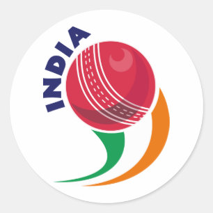cricket ball flying out India Classic Round Sticker
