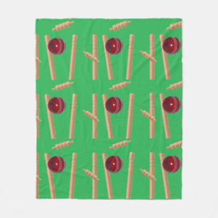 Cricket Ball Hitting Stumps, Medium, Fleece Blanket