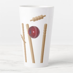 Cricket Ball Hitting The Wickets, Latte Mug