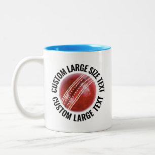 Cricket Ball & Large Text LIGHT BLUE 11oz Custom Two-Tone Coffee Mug
