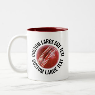 Cricket Ball & Large Text MAROON 11oz Custom Two-Tone Coffee Mug