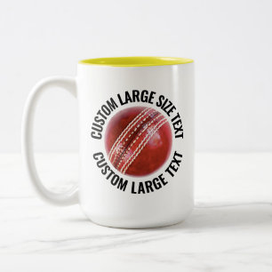 Cricket Ball & Large Text YELLOW 15oz Custom Two-Tone Coffee Mug
