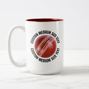 Cricket Ball & Medium Text MAROON 15oz Custom Two-Tone Coffee Mug
