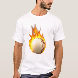 Cricket  Ball On Fire Cool Design T-Shirt
