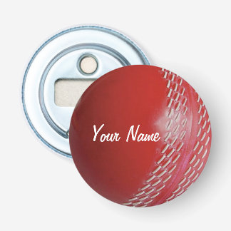Cricket Ball Red Customise With Your Name Bottle Opener