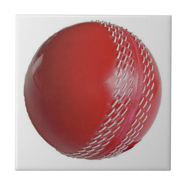 Cricket Ball Red Customise With Your Name Ceramic Tile (Front)