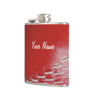 Cricket Ball Red Customise With Your Name Hip Flask