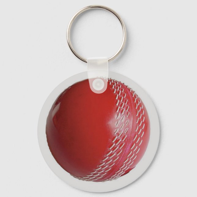 Cricket Ball Red Customise With Your Name Key Ring (Front)