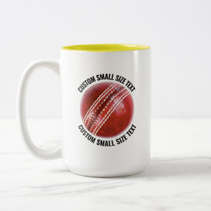 Cricket Ball & Small Text YELLOW 15oz Custom Two-Tone Coffee Mug
