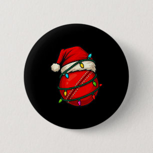 Cricket Ball With Santa Hat Funny Christmas Xmas G 6 Cm Round Badge