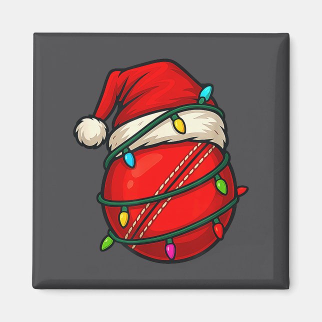 Cricket Ball With Santa Hat Funny Christmas Xmas G Magnet (Front)