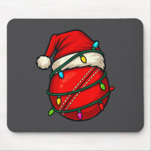Cricket Ball With Santa Hat Funny Christmas Xmas G Mouse Pad