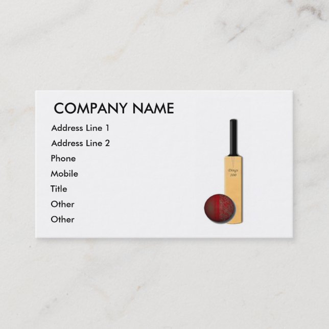 Cricket Bat and Ball Business Card (Front)