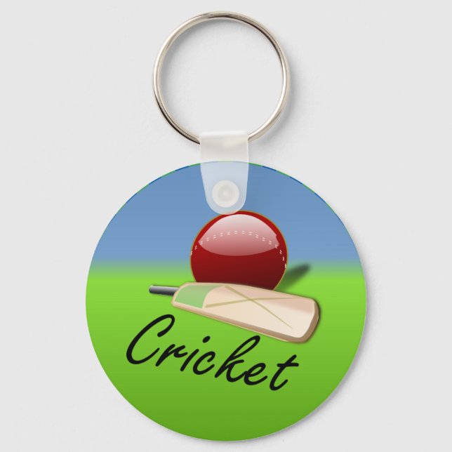 Cricket - bat and ball, key ring (Front)