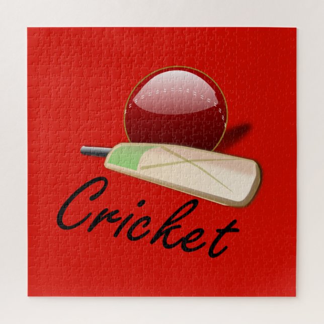 Cricket bat and ball, labelled, jigsaw puzzle (Vertical)