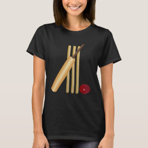 Cricket Bat Ball and Wicket T-Shirt