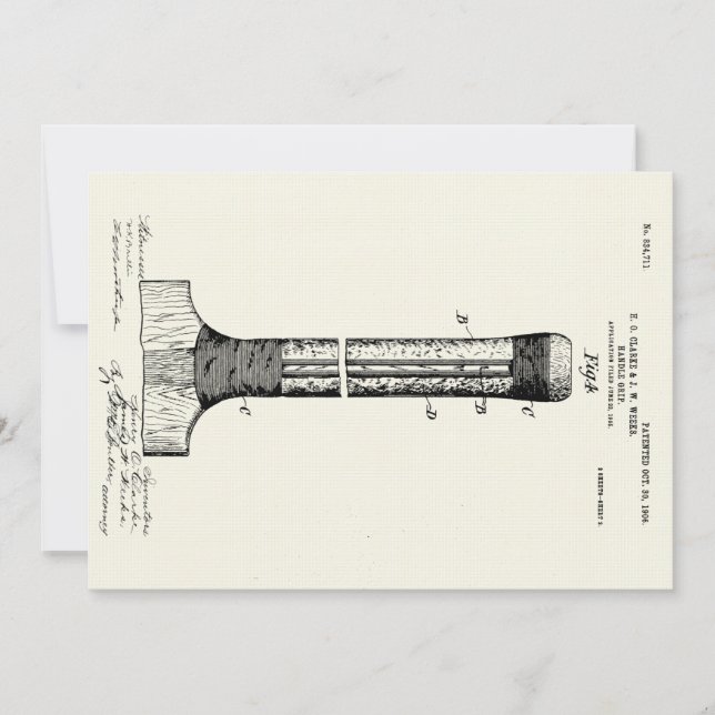 CRICKET BAT PATENT - CIRCA 1906 CARD (Front)
