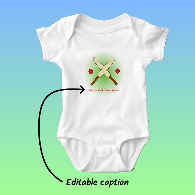 Cricket bats custom name red green sports baby bodysuit (Creator Uploaded)