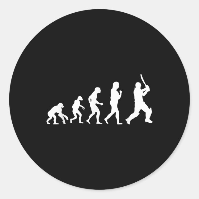 Cricket Batsman Evolution For Cricketer Players Fu Classic Round Sticker (Front)