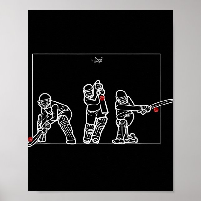 Cricket Batting Funny Cricket Fan Gift Cricket  Poster (Front)