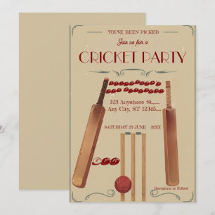Cricket Birthday Party Sports Invitation