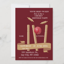 Cricket Birthday Party Sports Invitation