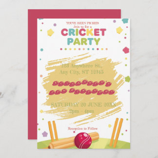 Cricket Birthday Party Sports Invitation