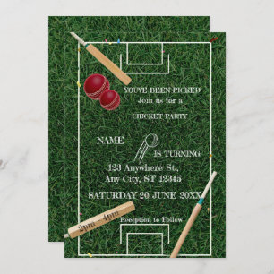 Cricket Birthday Party Sports Invitation
