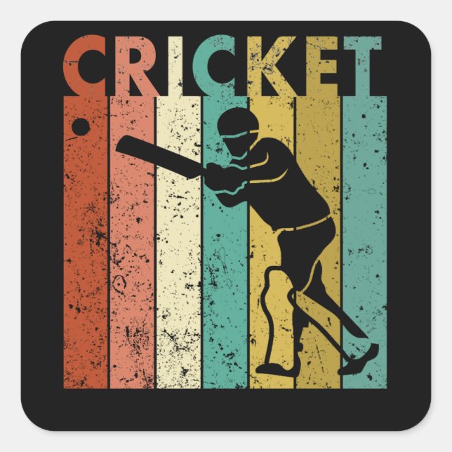 Cricket Bowler Bat Cricketer Gift Square Sticker (Front)
