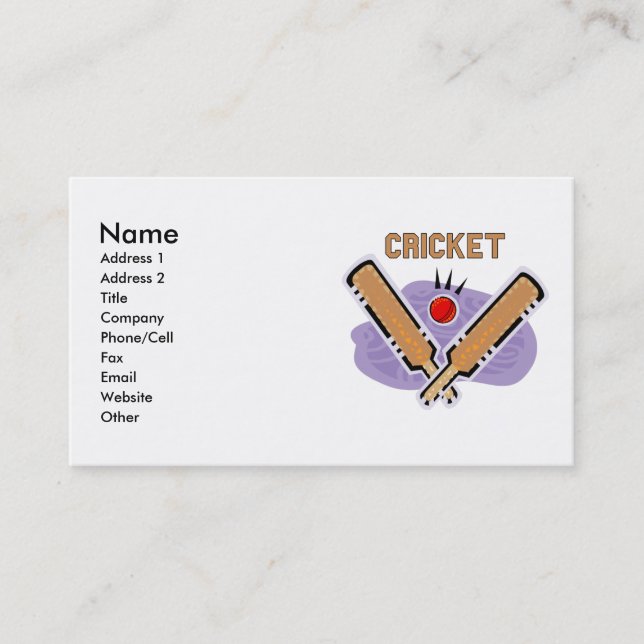 Cricket Business Cards (Front)