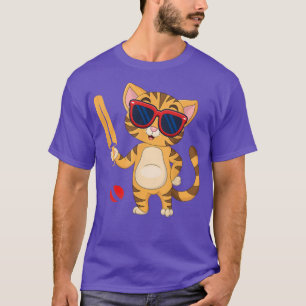 Cricket Cat Funny Cat Lover Cricket Player and Co T-Shirt