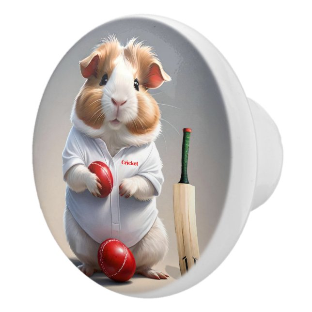 Cricket Craze: The Guinea Pigs Big Match Ceramic Knob (Right)