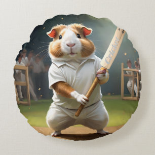 Cricket Craze: The Guinea Pigs Big Match Round Cushion