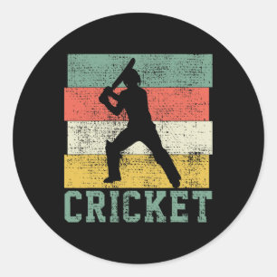 Cricket Cricketer Player Coach Vintage Classic Round Sticker