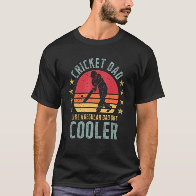 Cricket Dad Like A Regular Dad But Cooler Retro Vi T-Shirt (Front)