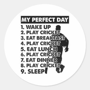 Cricket Day Plan Cricket Player  Classic Round Sticker