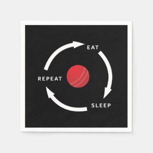 Cricket Eat Sleep Repeat Sports Fan Saying Napkin