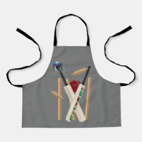 Cricket Equipment Bats Ball, Kids Full Print Apron