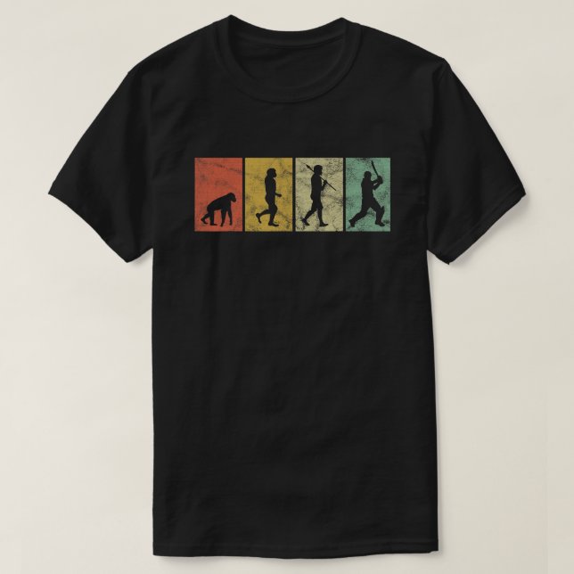 Cricket Evolution for Cricket Sports Player Funny T-Shirt (Design Front)