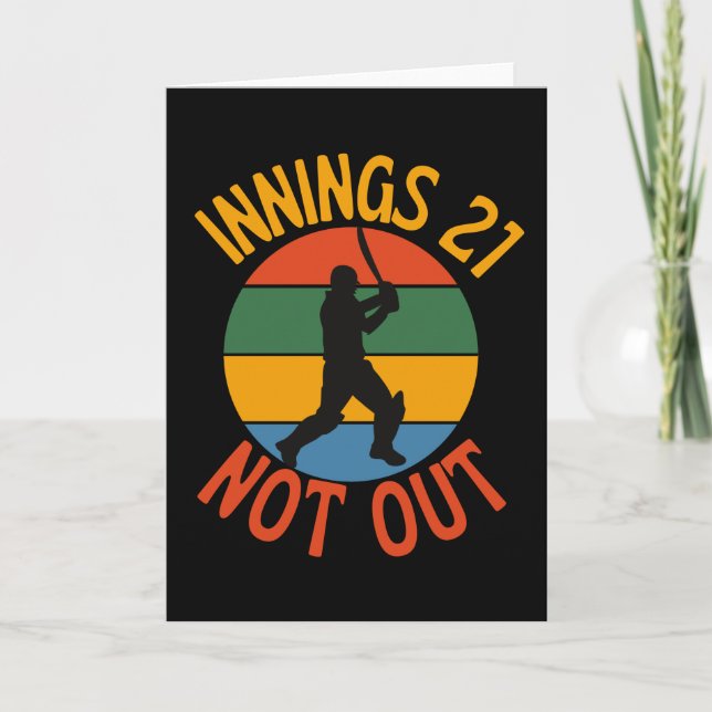 Cricket Fan 21 Year Old Birthday Not Out Card (Front)
