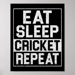 Cricket Fan Lover Shirt Eat Sleep Cricket Repeat F Poster