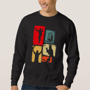 Cricket for Cricketer Batsman Bowler Retro Cricke Sweatshirt