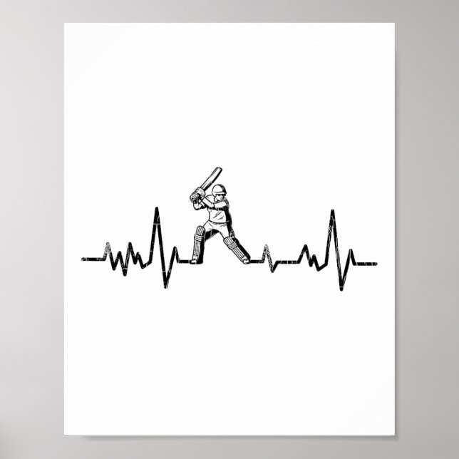 Cricket Funny Heartbeat Graphic For Player 1  Poster (Front)
